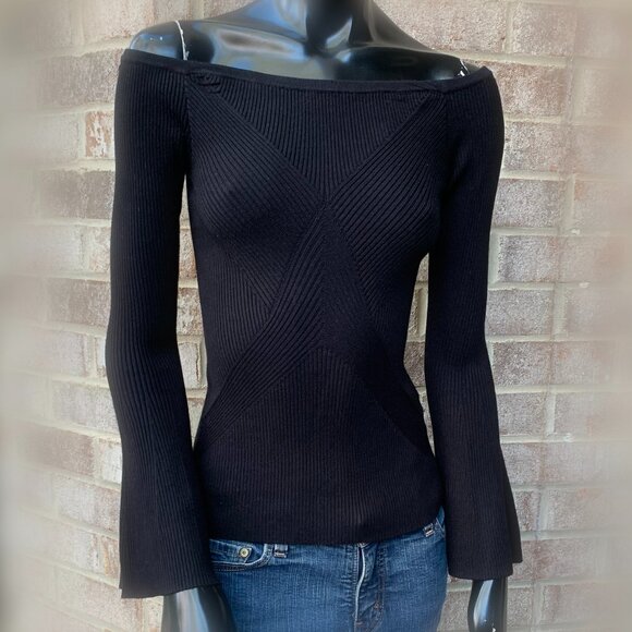 Guess Sweaters - Guess Off the Shoulder Caylee Ribbed Pull Over Sweater Sz S NWT